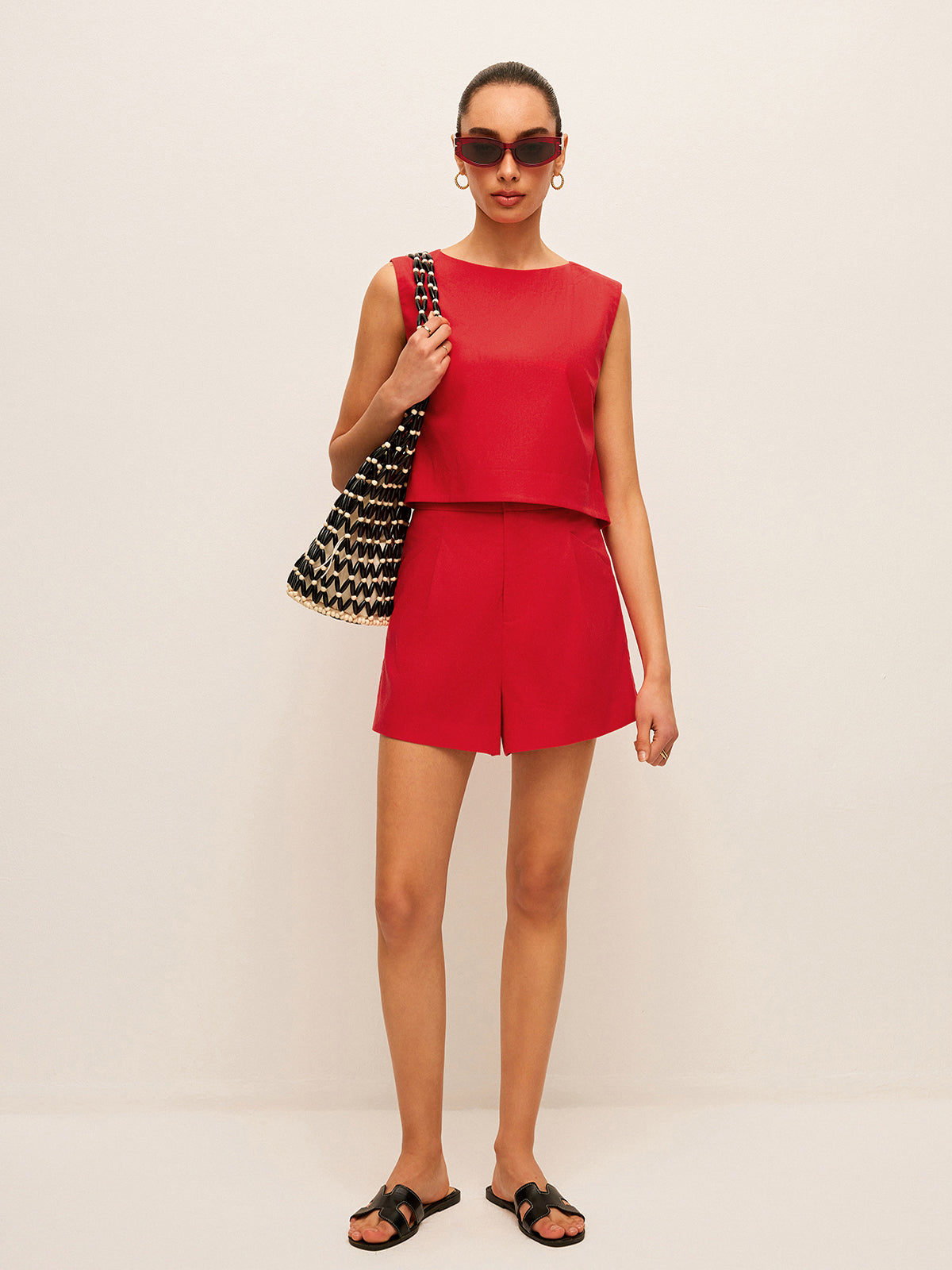 Cotton & Linen Sleeveless Top With Shorts Set