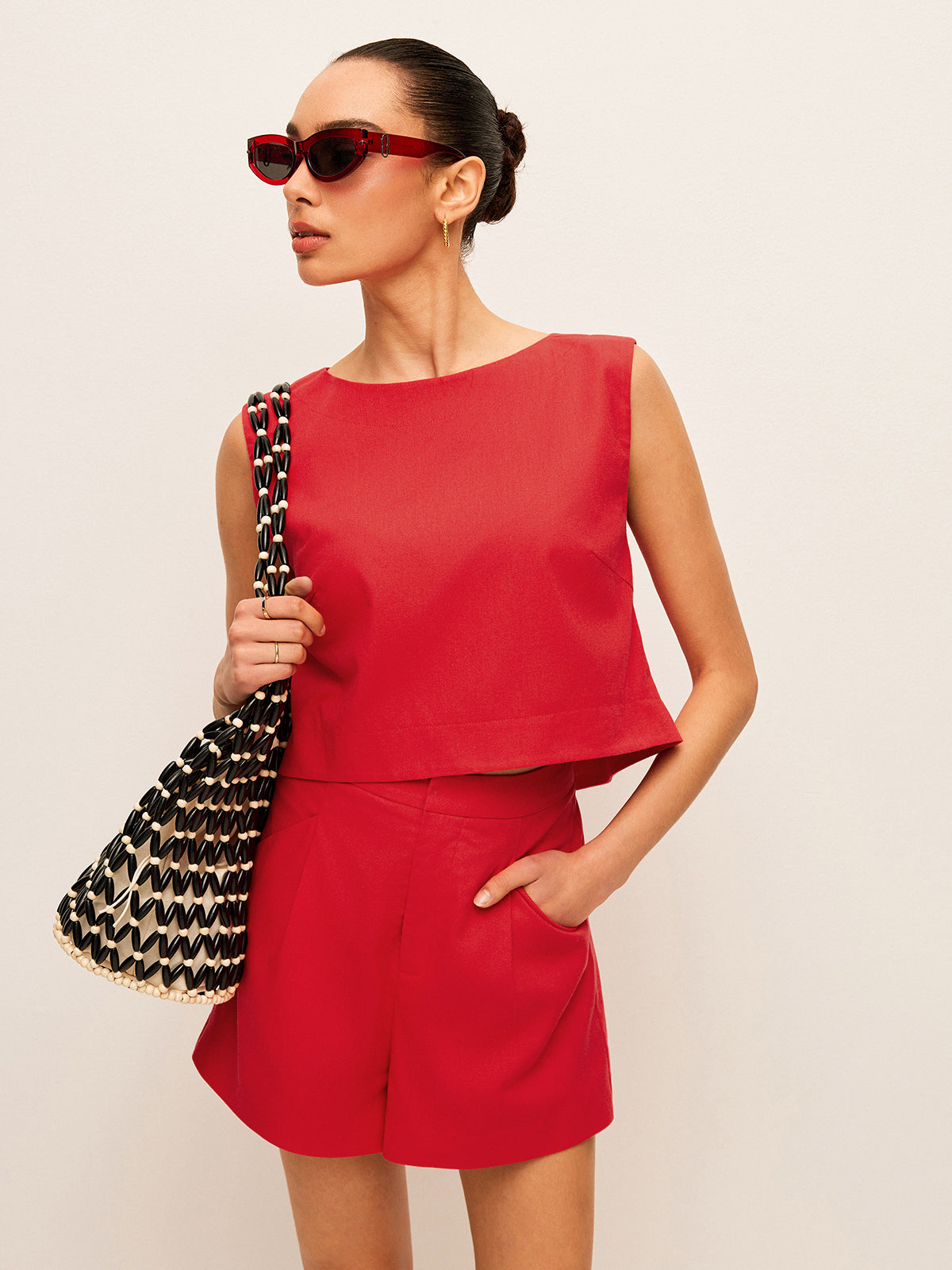 Cotton & Linen Sleeveless Top With Shorts Set