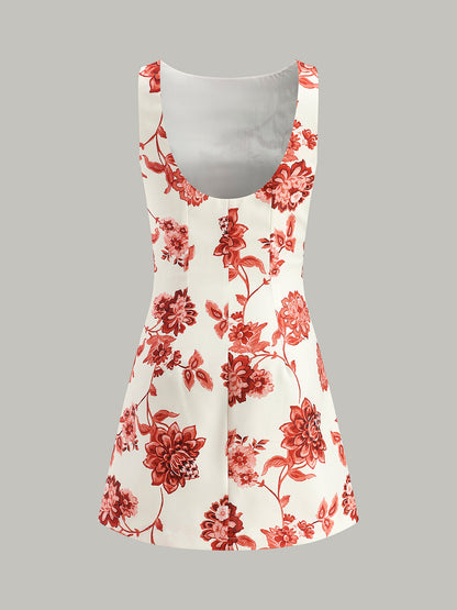 Floral Backless A-Line Dress