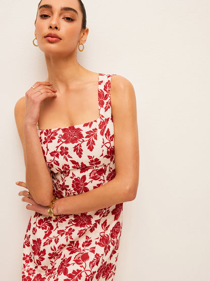Flora Print Square-Neck Dress