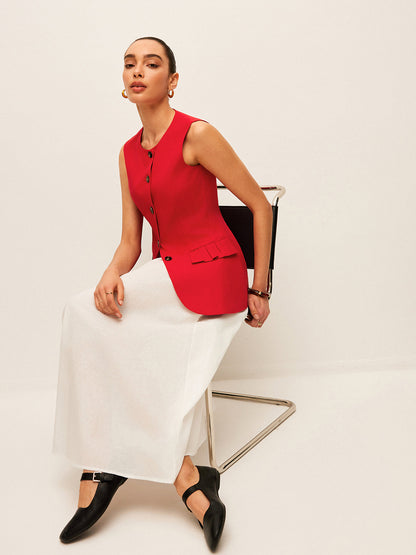 Cotton & Linen Buttoned Vest