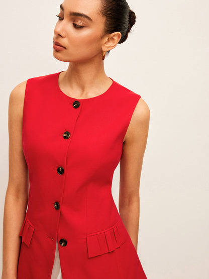 Cotton & Linen Buttoned Vest