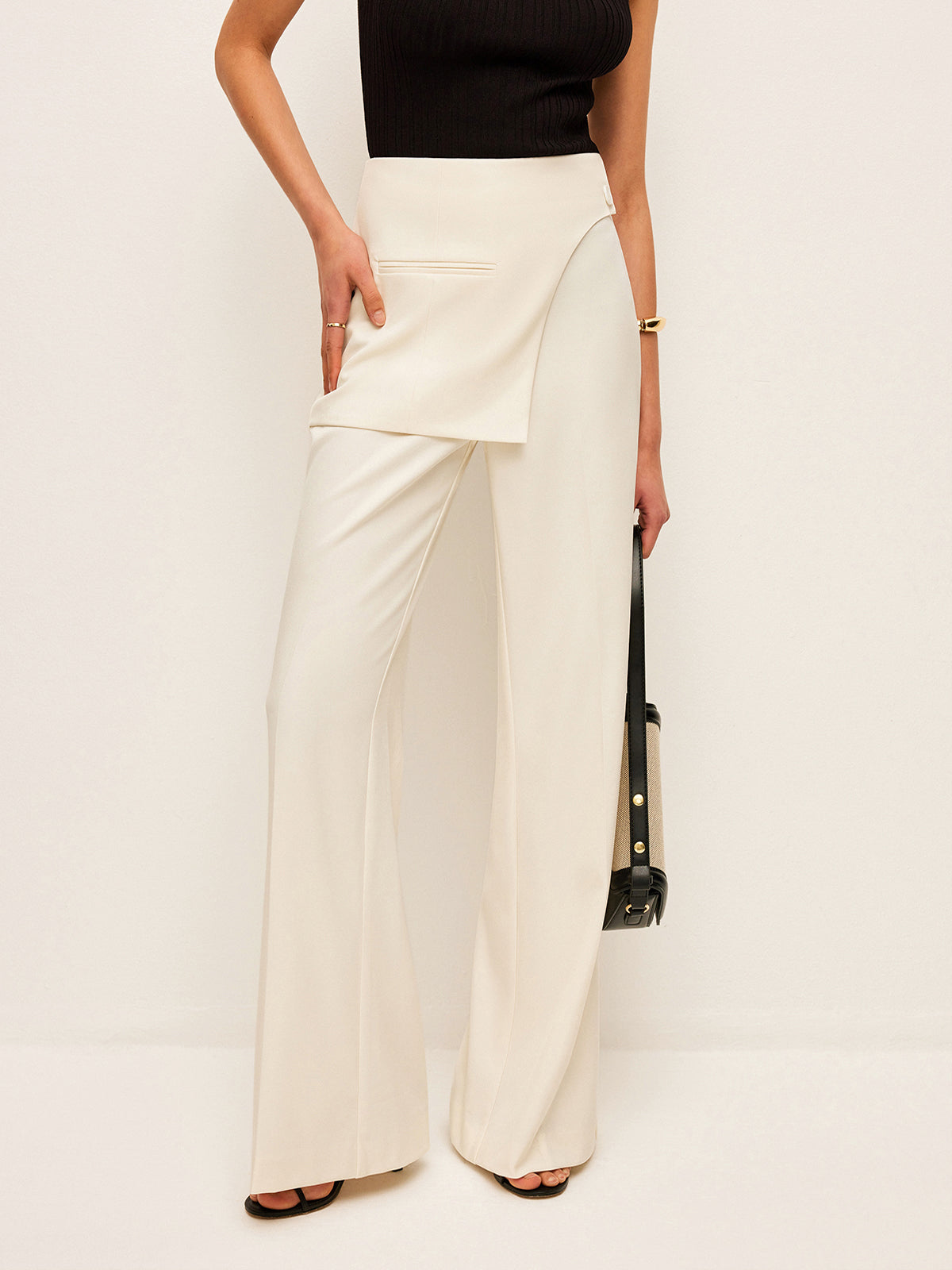 Mid-Waist Pockets Pants With Wrap Detail