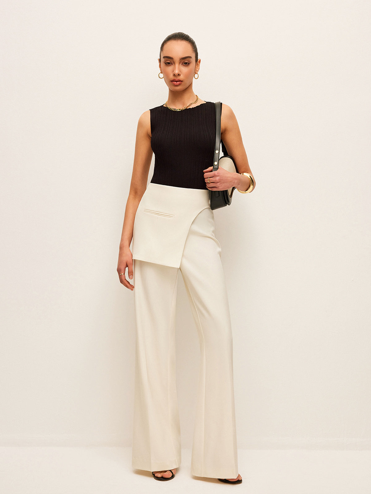 Mid-Waist Pockets Pants With Wrap Detail