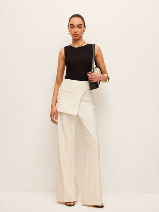 Mid-Waist Pockets Pants With Wrap Detail