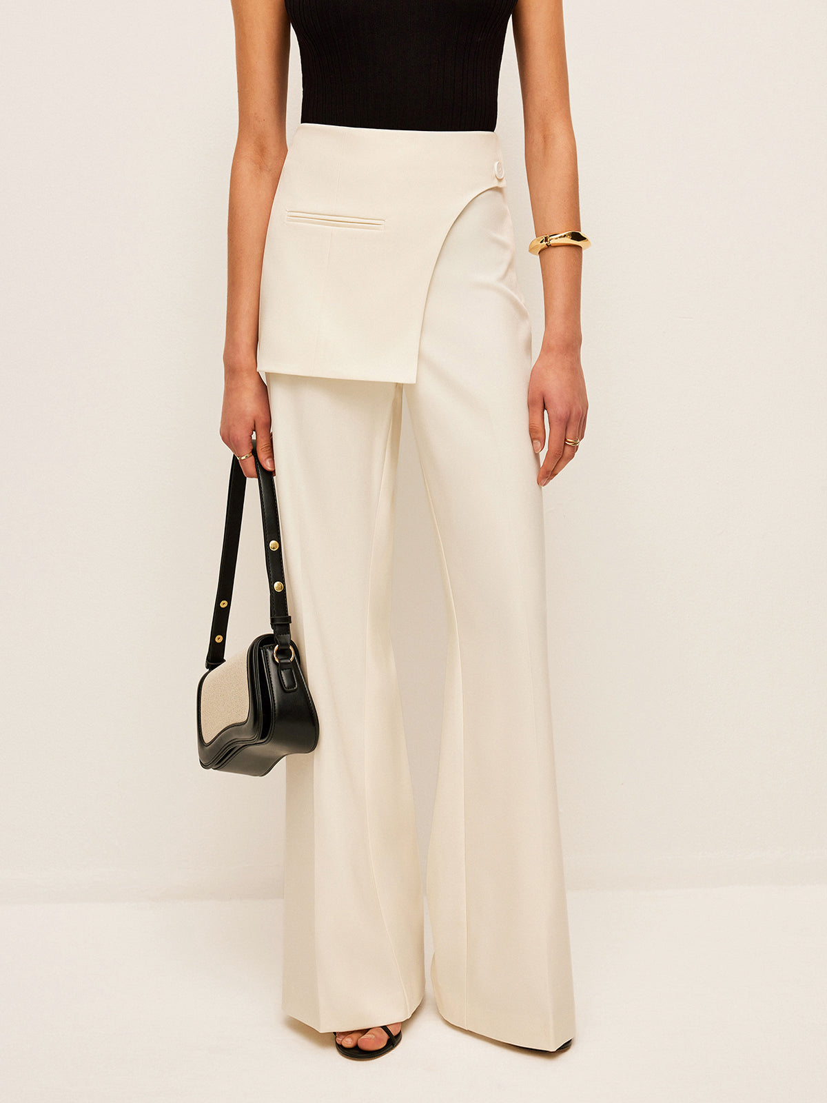 Mid-Waist Pockets Pants With Wrap Detail