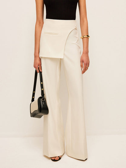 Mid-Waist Pockets Pants With Wrap Detail