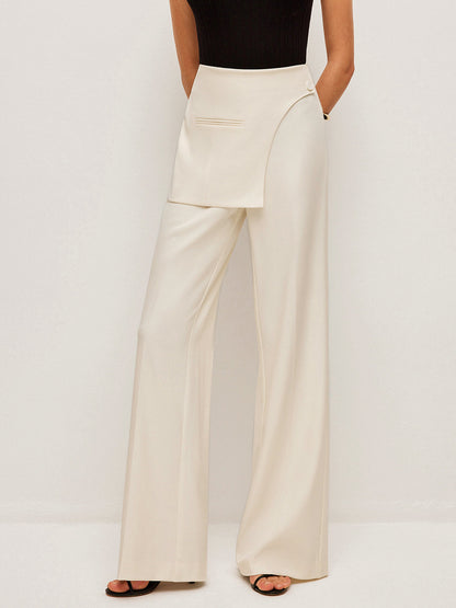 Mid-Waist Pockets Pants With Wrap Detail