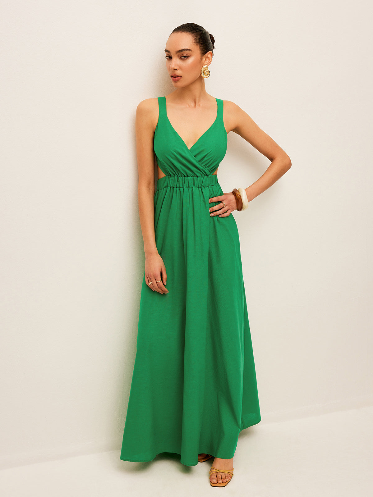 Cotton & Linen Back Tie Detail Dress