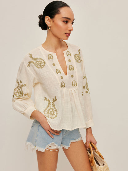 Boho Embroidered Blouse