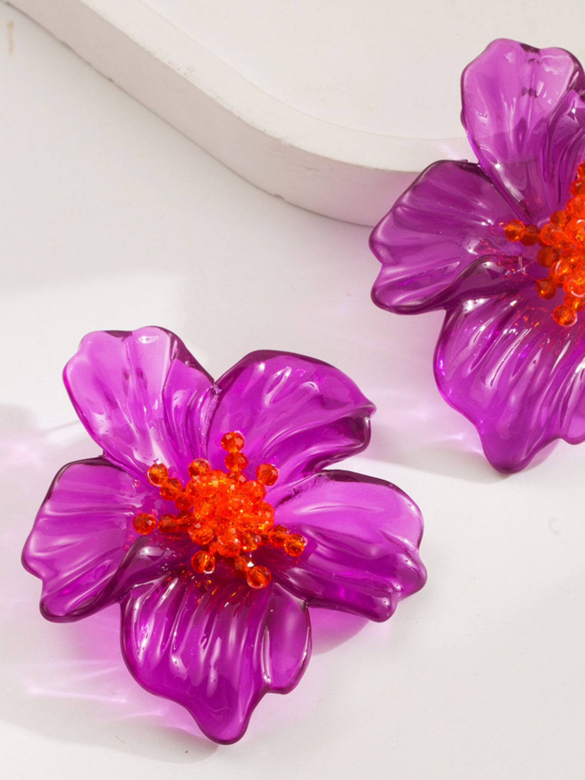 Flower-Shaped Resin Earrings