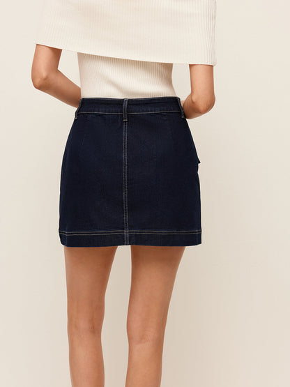 Denim Skirt With Decor Pockets