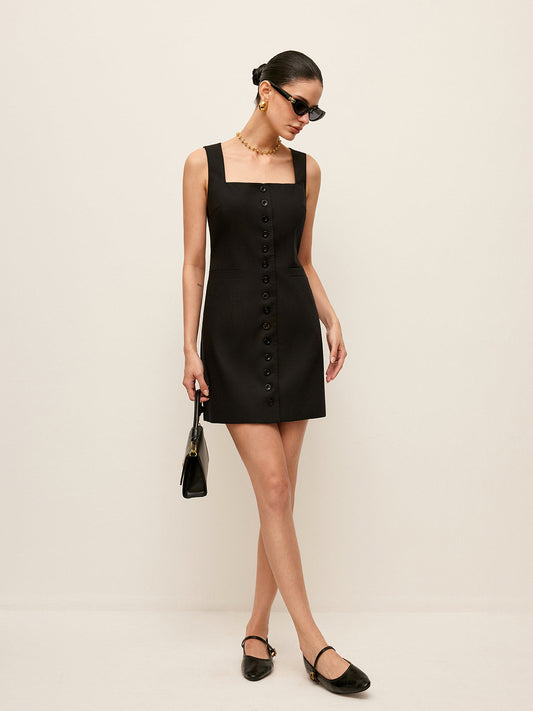 Cotton & Linen Button-Front Dress With Pockets