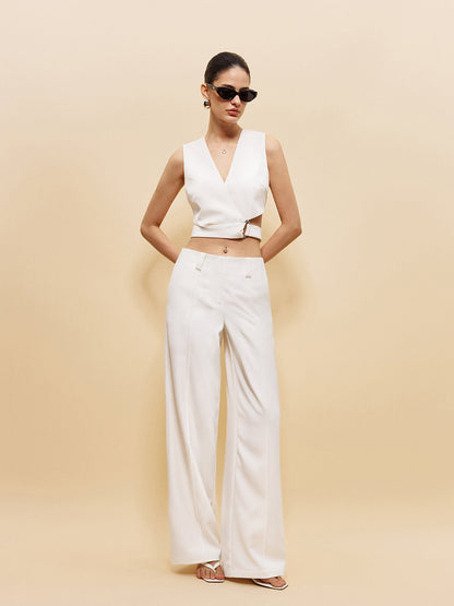 V-Neck Crop Top With Side Ring Detail