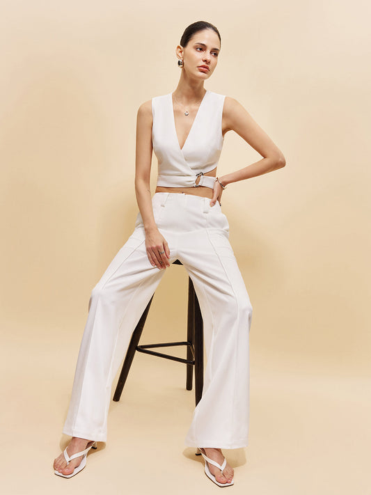 V-Neck Crop Top With Side Ring Detail