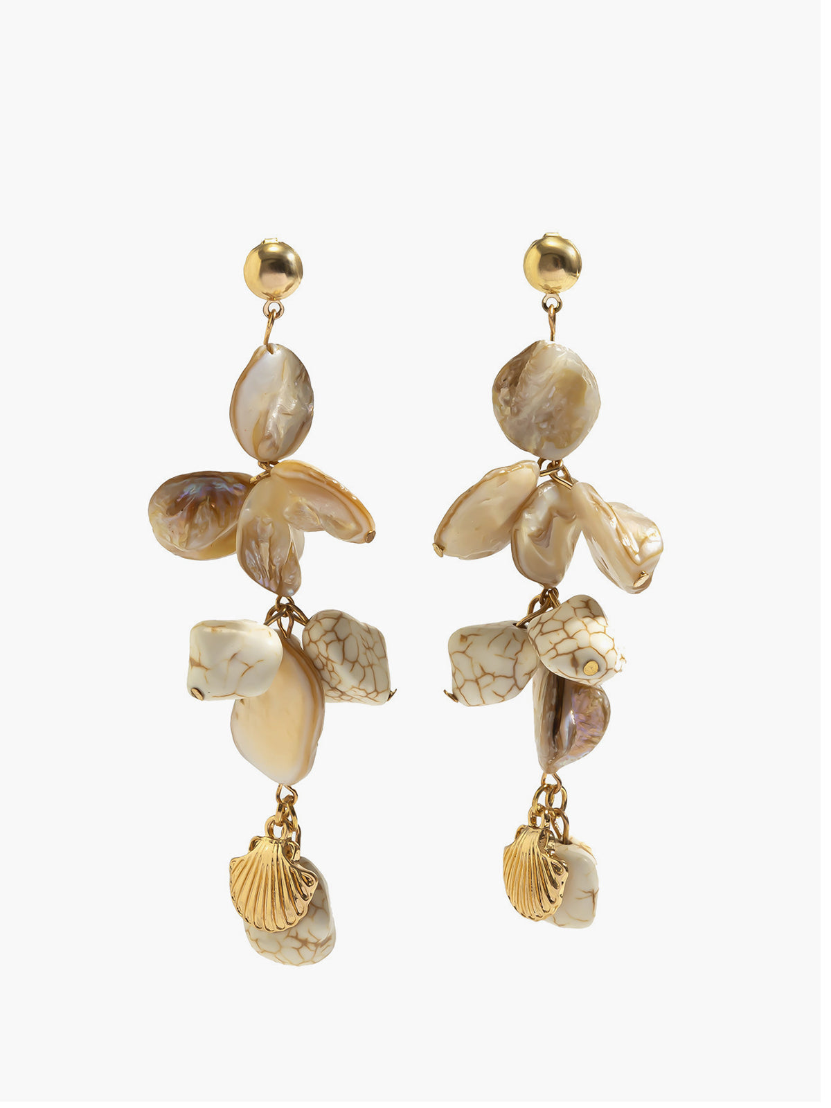Shell & Bead Drop Earrings