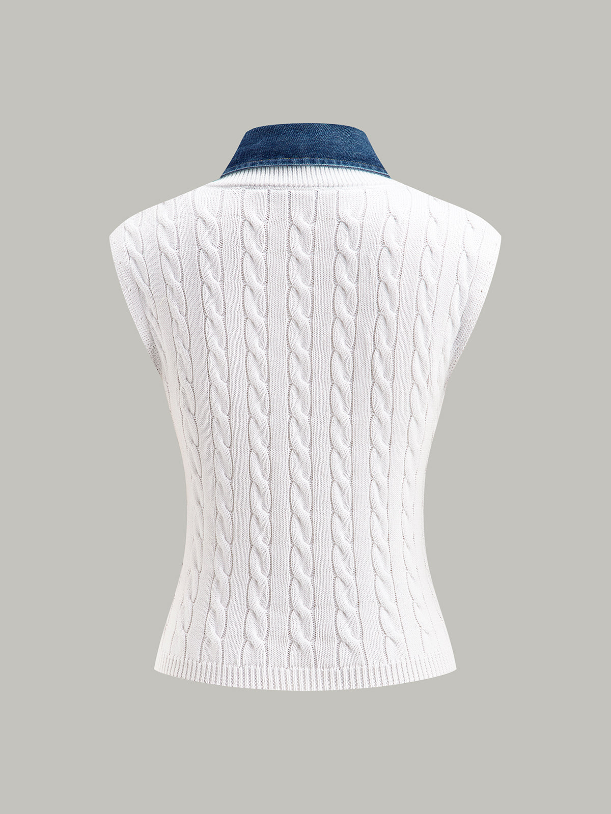 Cotton Denim Collar Knit Top