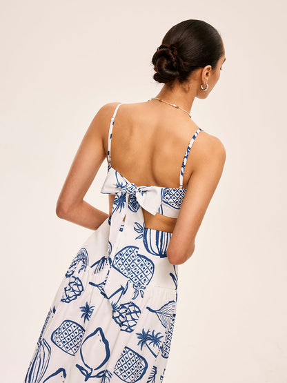 Printed Crop Top With Skirt Set