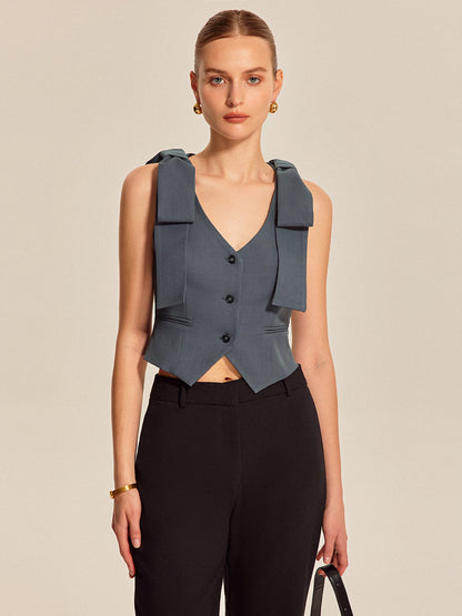 Bow Shoulder Tailored Vest