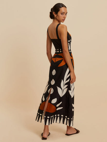 Cutout Zipper Sleeveless Floral Dress