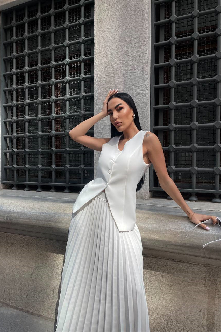 Salome Vest Pleated Skirt Set