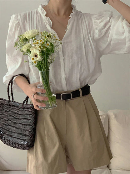 Sweet Puff Sleeve Oversized Vintage Blouse