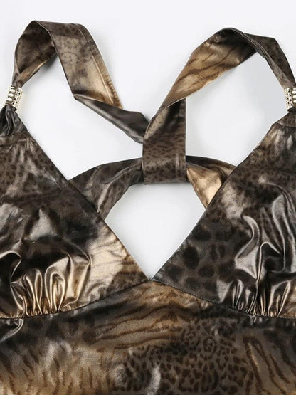 Baddie Leopard Backless Top