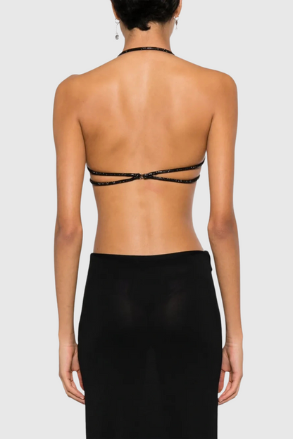 Bakir Crystal Spiral Bra - Black