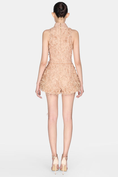 Barron Lace Jacquard Fringe Jumpsuit