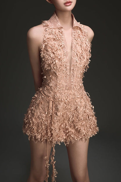 Barron Lace Jacquard Fringe Jumpsuit