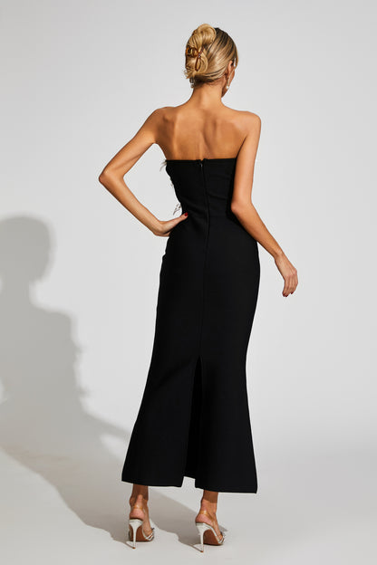 Barton Black Bow Tie Bandage Dress