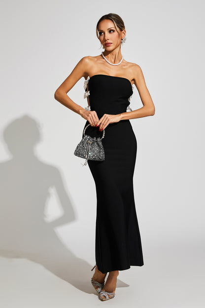Barton Black Bow Tie Bandage Dress