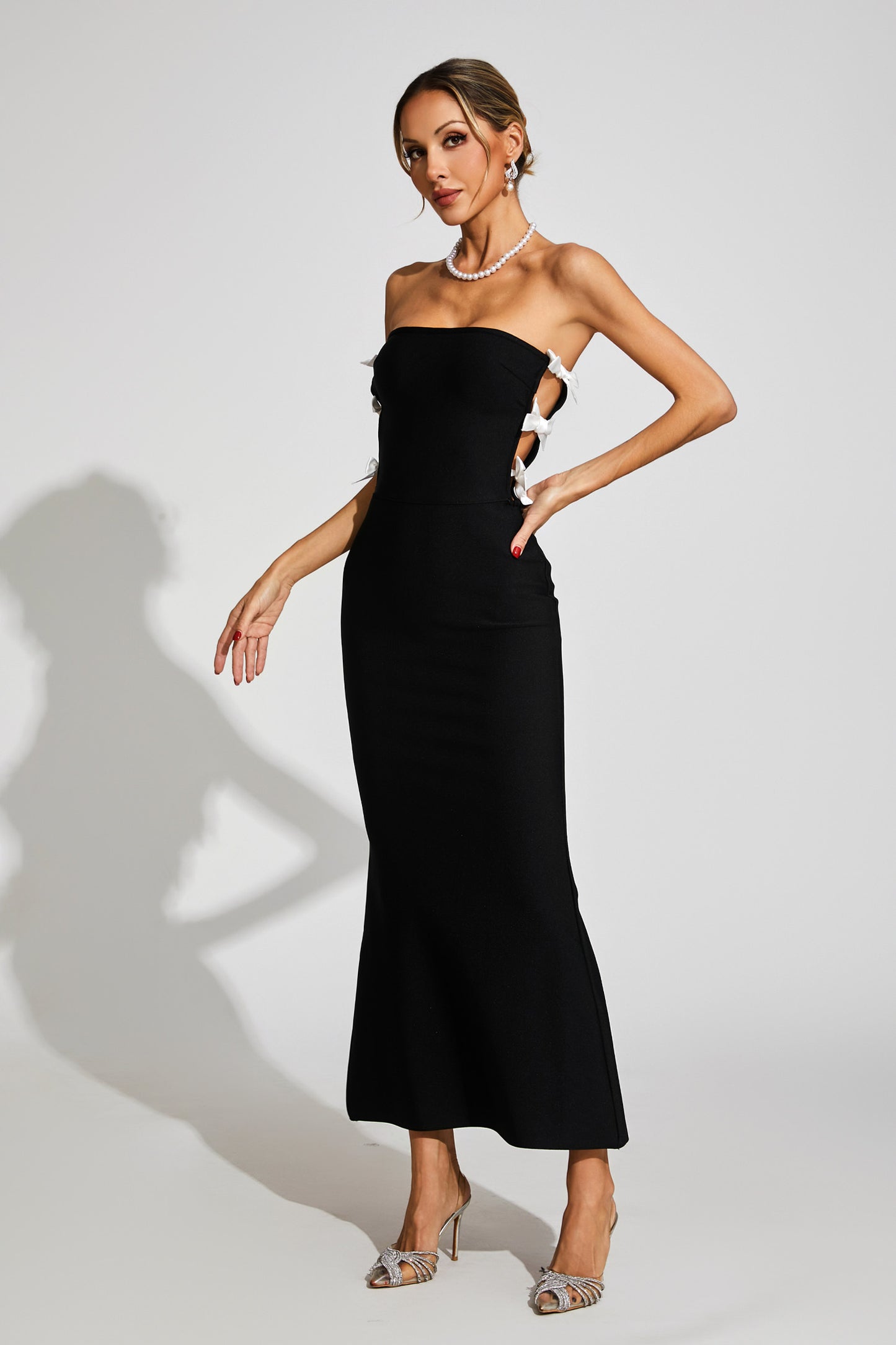 Barton Black Bow Tie Bandage Dress