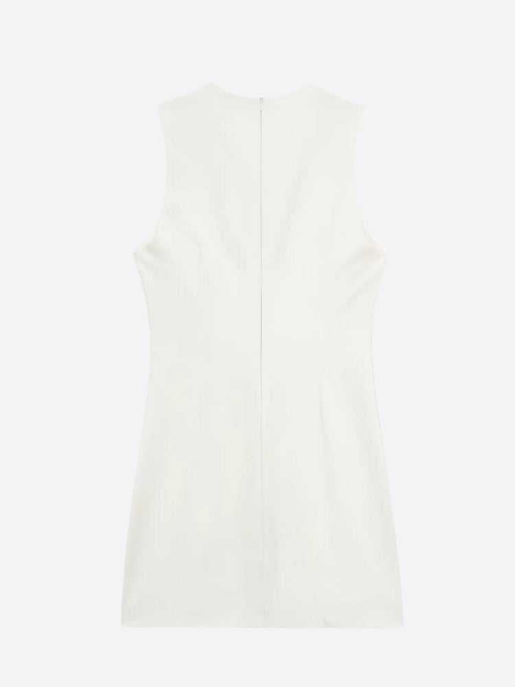 Halter Keyhole Buckle Strap Neck Plunge Neck Belted Waist Bodycon Mini Dress