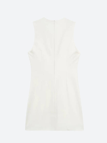 Halter Keyhole Buckle Strap Neck Plunge Neck Belted Waist Bodycon Mini Dress