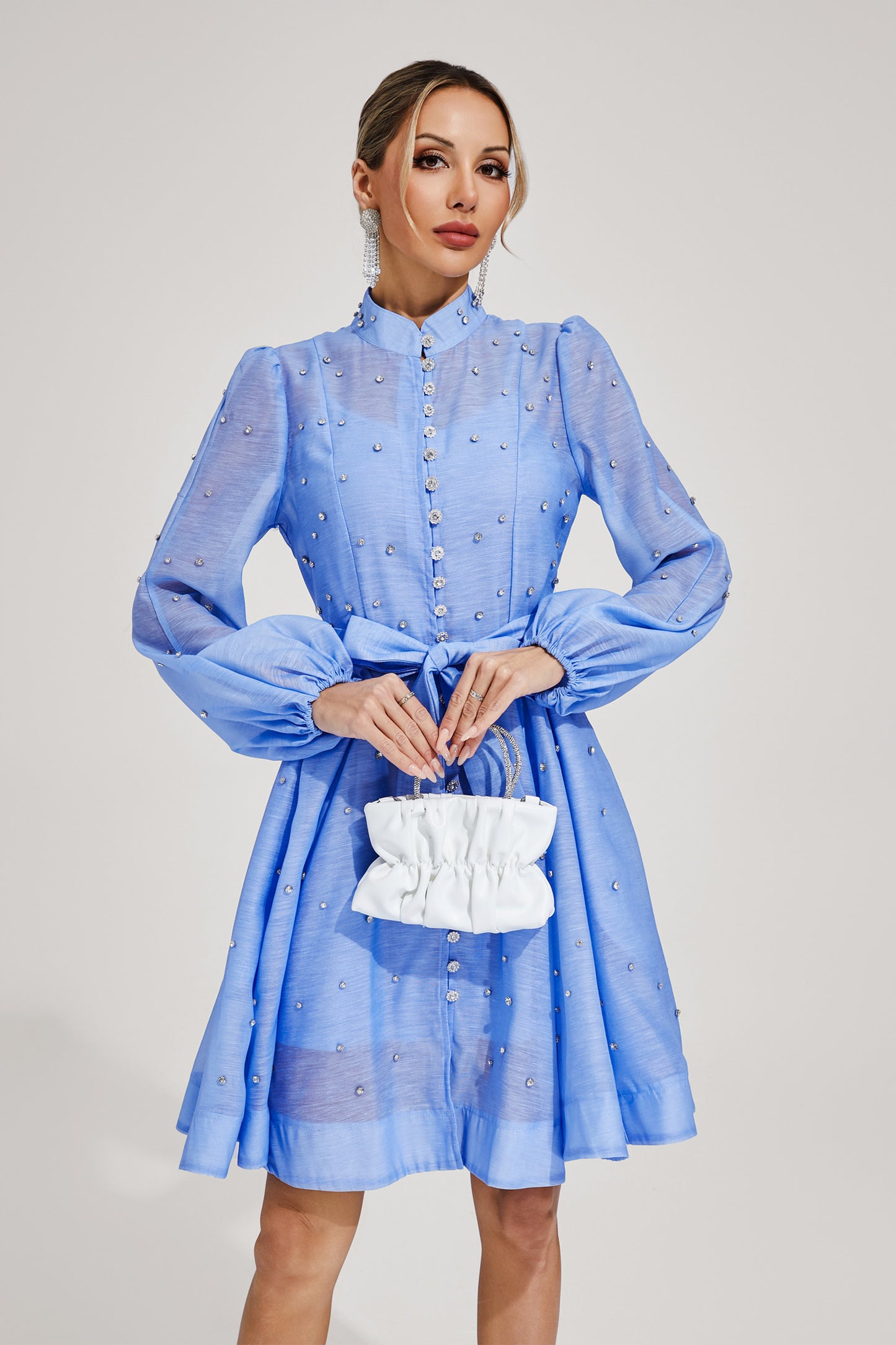 Bentham Blue Diamond Embellished Mini Dress