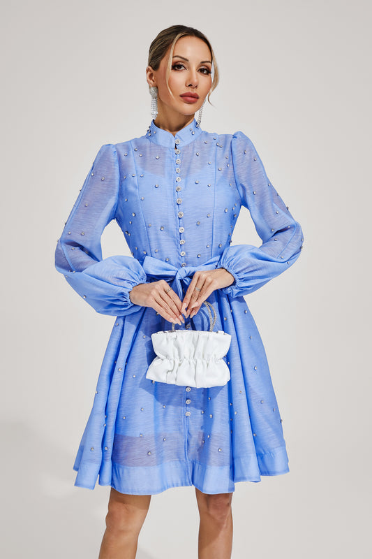 Bentham Blue Diamond Embellished Mini Dress