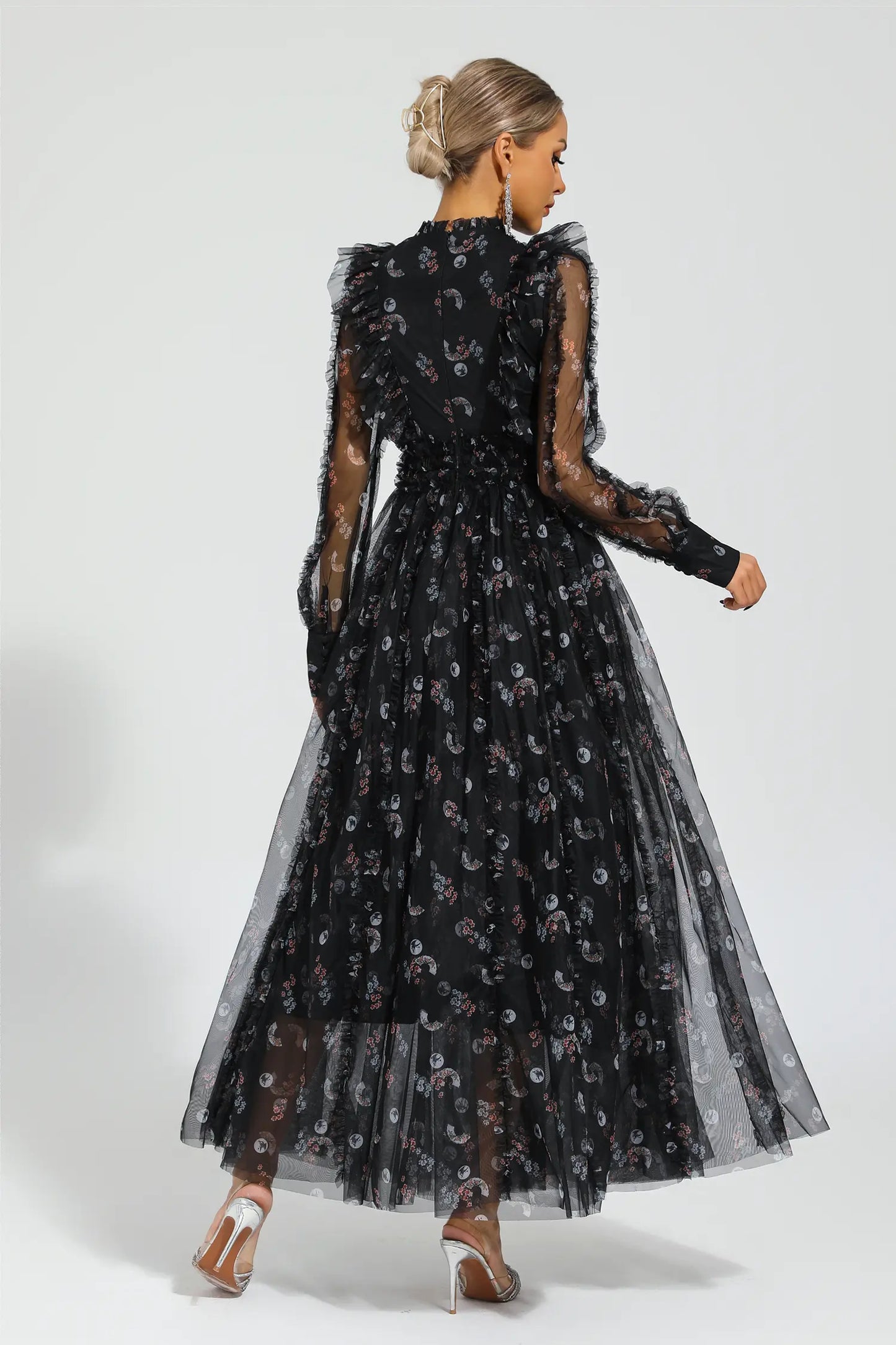 Beryl Black Floral Long Sleeve Dress