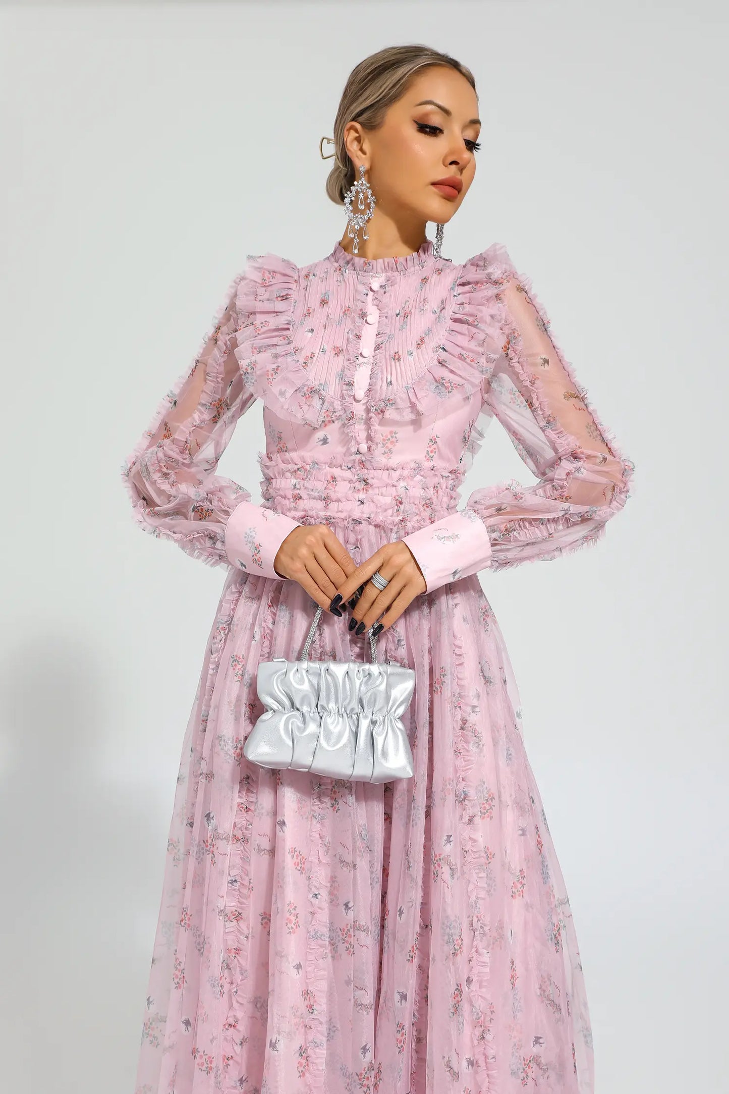 Beryl Pink Floral Long Sleeve Dress
