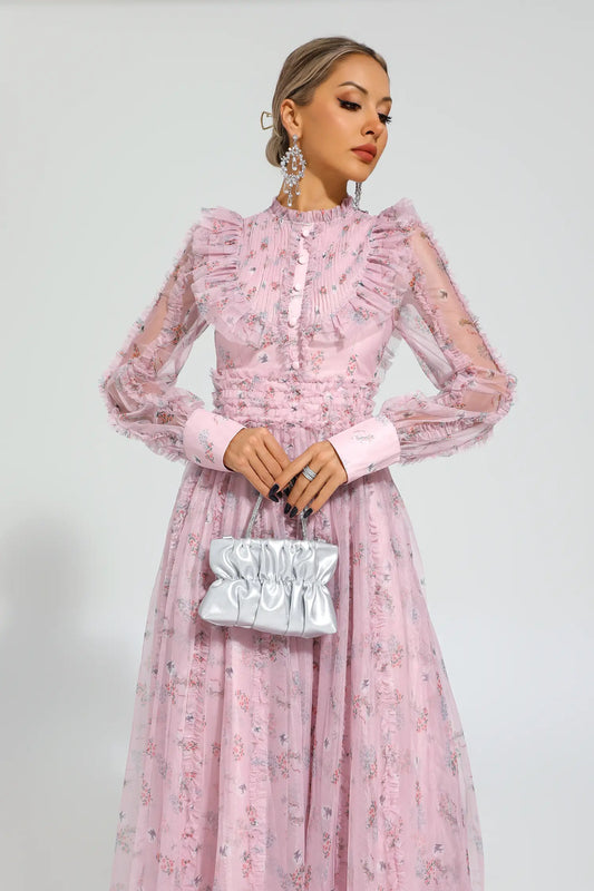 Beryl Pink Floral Long Sleeve Dress