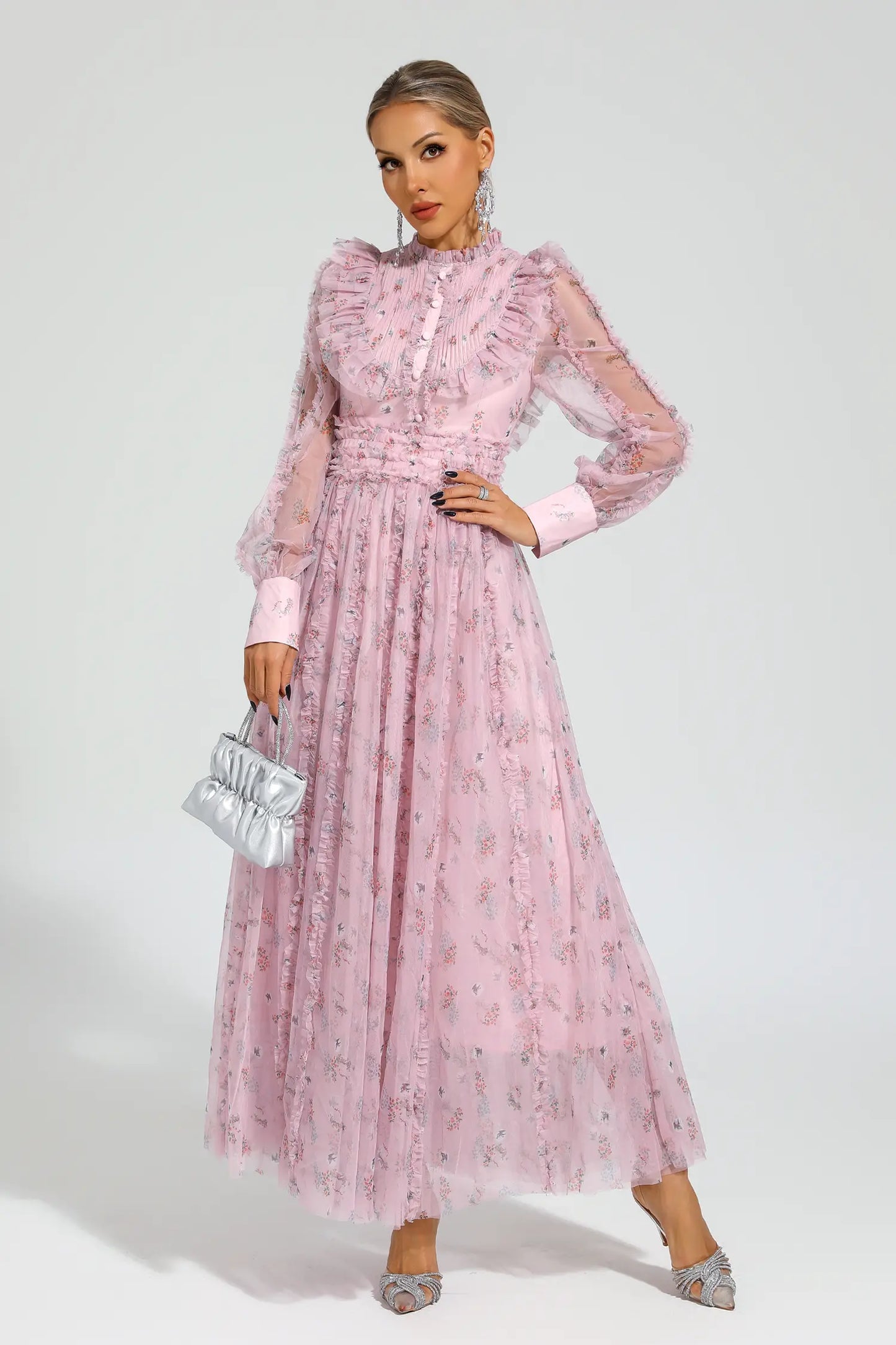 Beryl Pink Floral Long Sleeve Dress