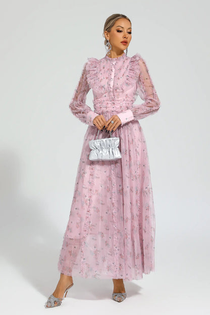 Beryl Pink Floral Long Sleeve Dress