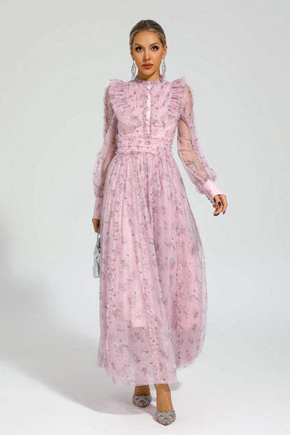 Beryl Pink Floral Long Sleeve Dress