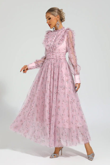 Beryl Pink Floral Long Sleeve Dress