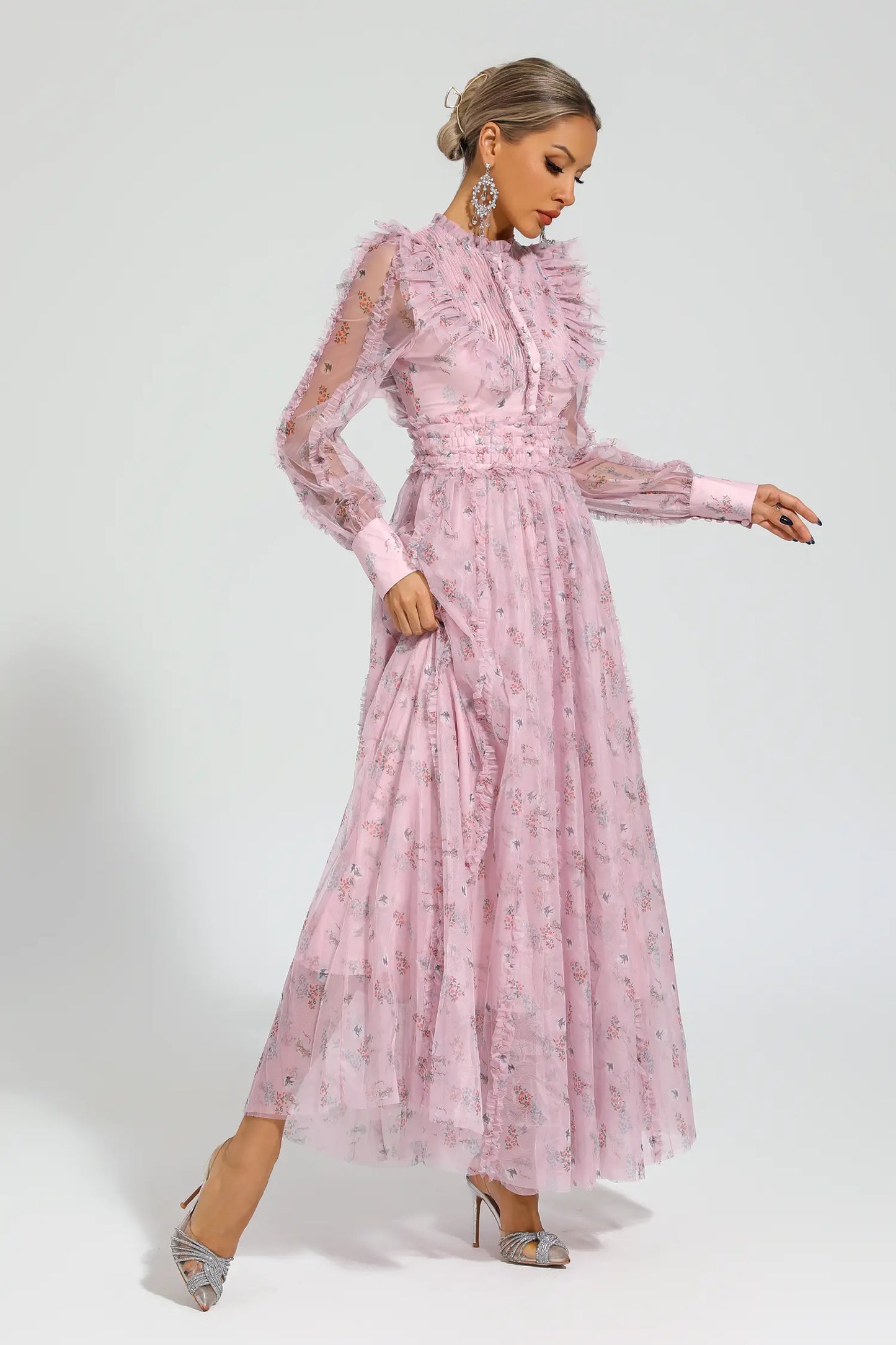 Beryl Pink Floral Long Sleeve Dress