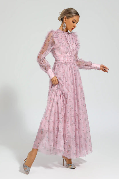 Beryl Pink Floral Long Sleeve Dress