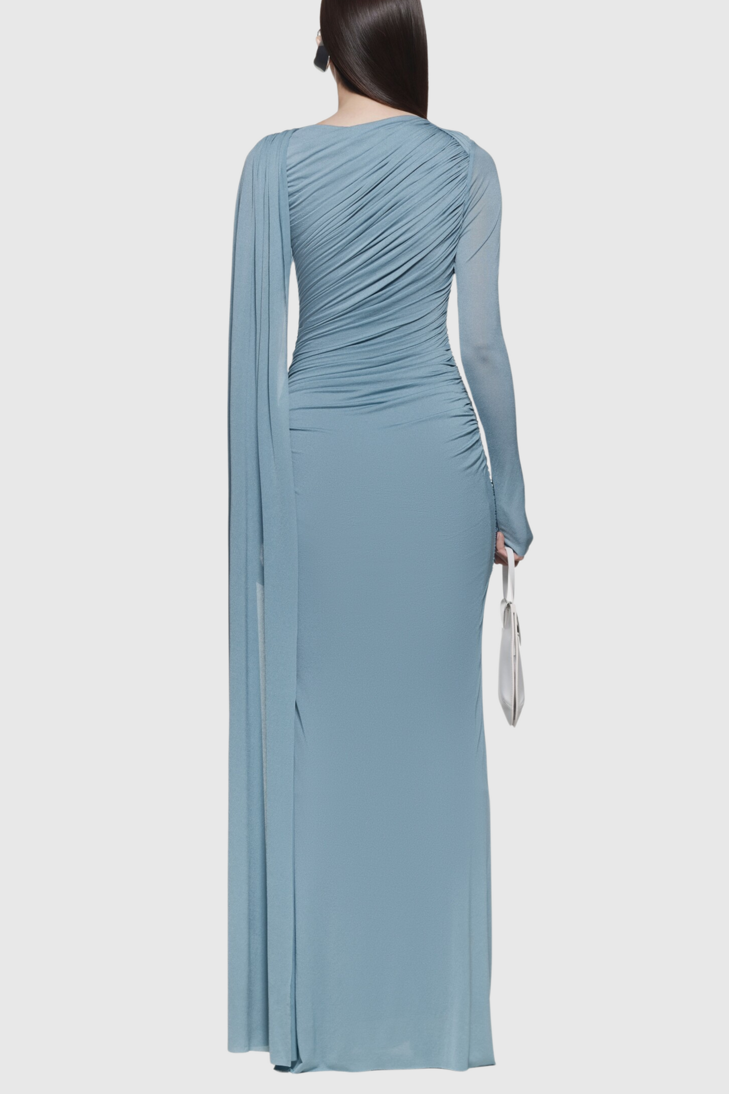 Betsey Asymmetrical Flap Ruched Maxi Dress - Blue