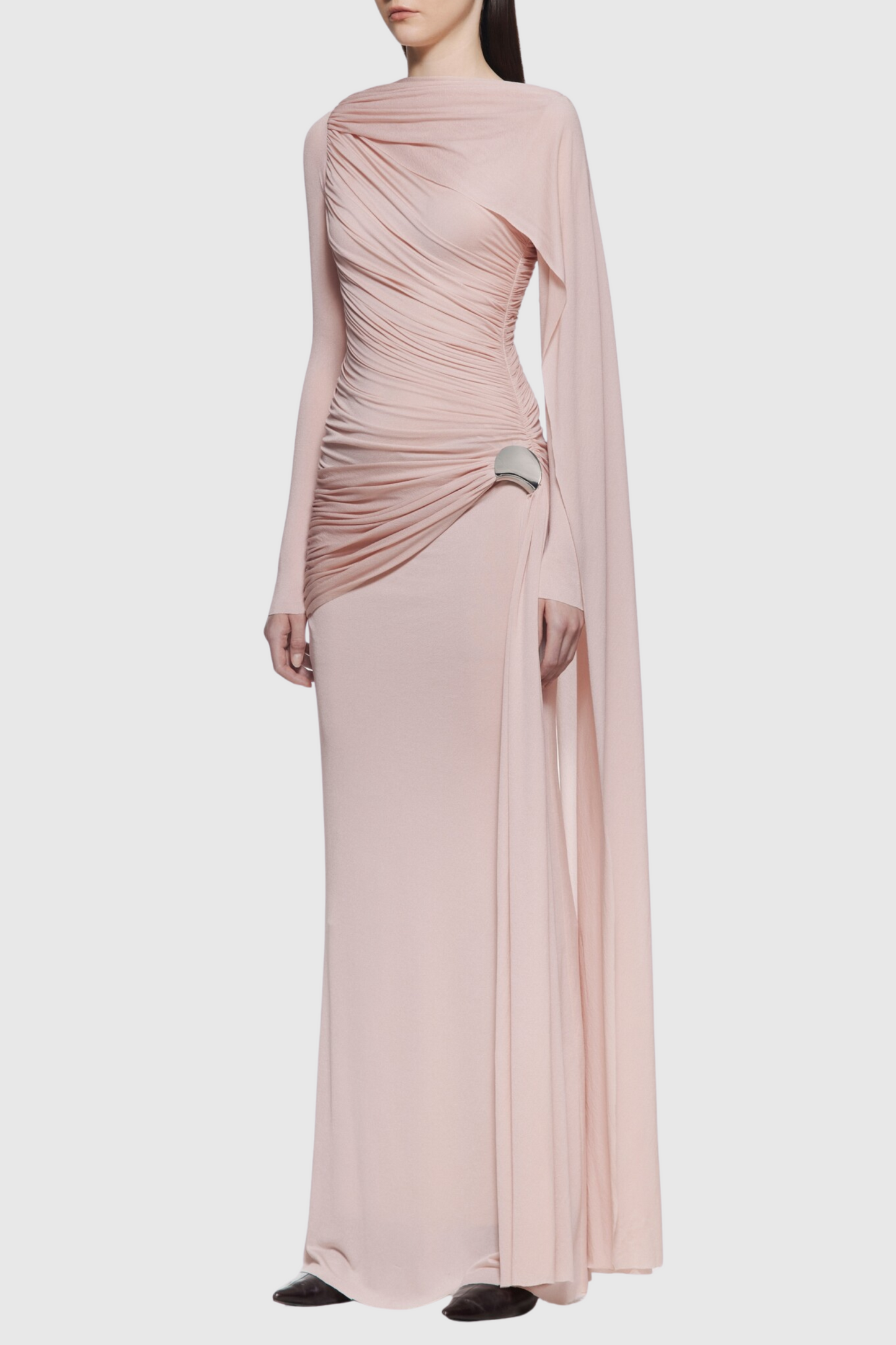 Betsey Asymmetrical Flap Ruched Maxi Dress - Pink