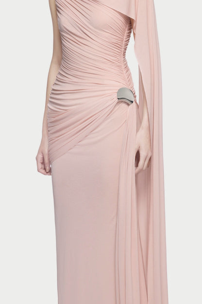 Betsey Asymmetrical Sleeveless Ruched Maxi Dress - Pink