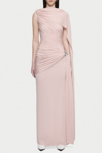 Betsey Asymmetrical Sleeveless Ruched Maxi Dress - Pink